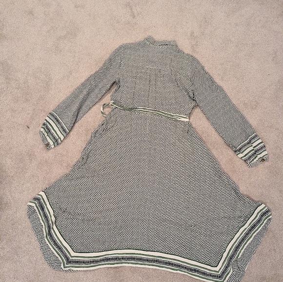 Maeve by Anthropologie Constantine Midi Dress, Black White Green Colors, Size 10 - Picture 4 of 4